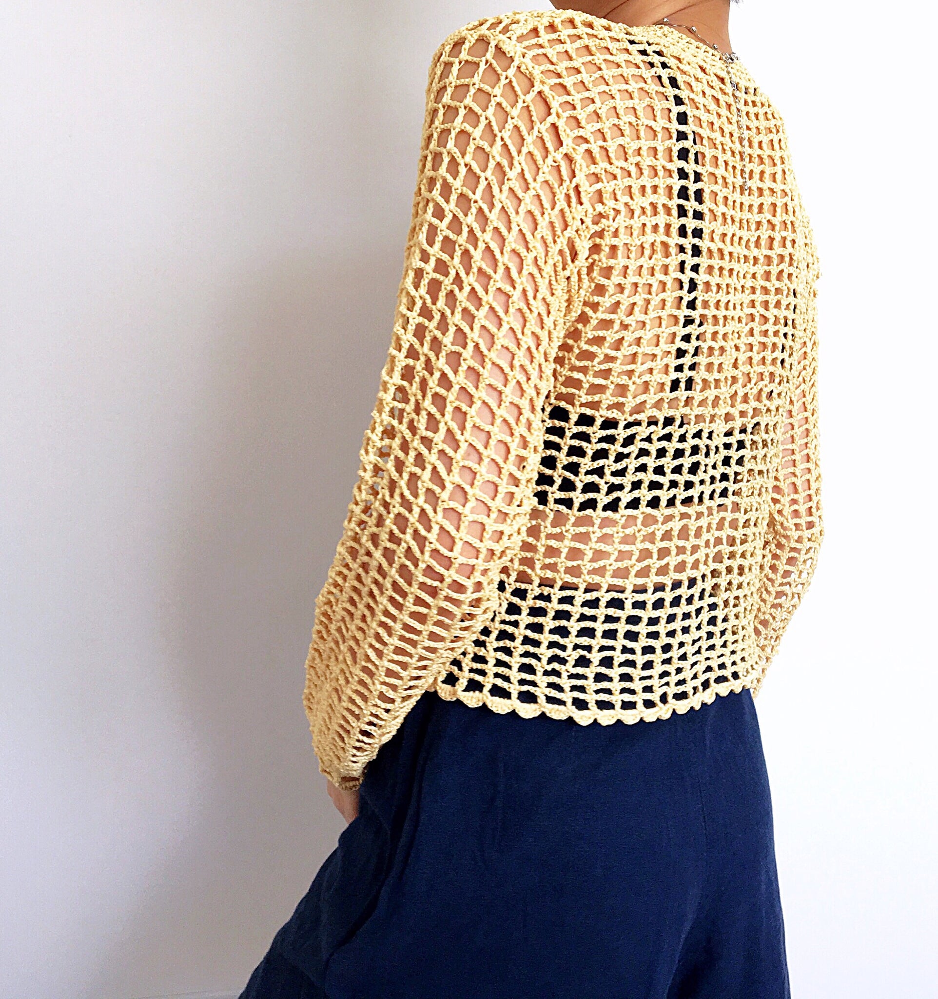 VINTAGE CROCHET LONG SLEEVES TOP