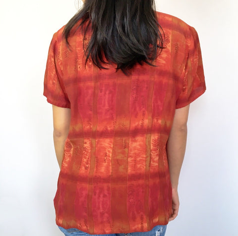 VINTAGE RED SUNSET SHORT SLEEVES SHIRT TOP