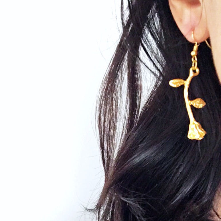 ROSE STEM EARRINGS