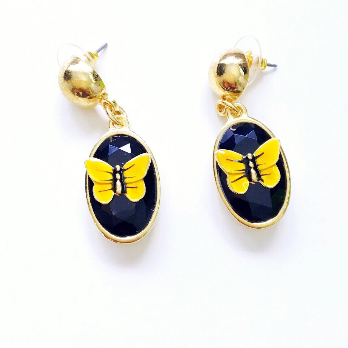BUTTERFLY BLACK DIAMANTÉ EARRINGS