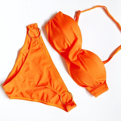 TWISTED FRONT BANDEAU BIKINI SET
