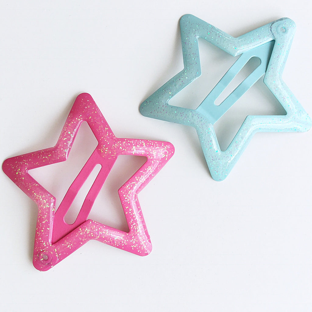 STAR PASTEL GLITTER  90S Y2K HAIR CLIPS