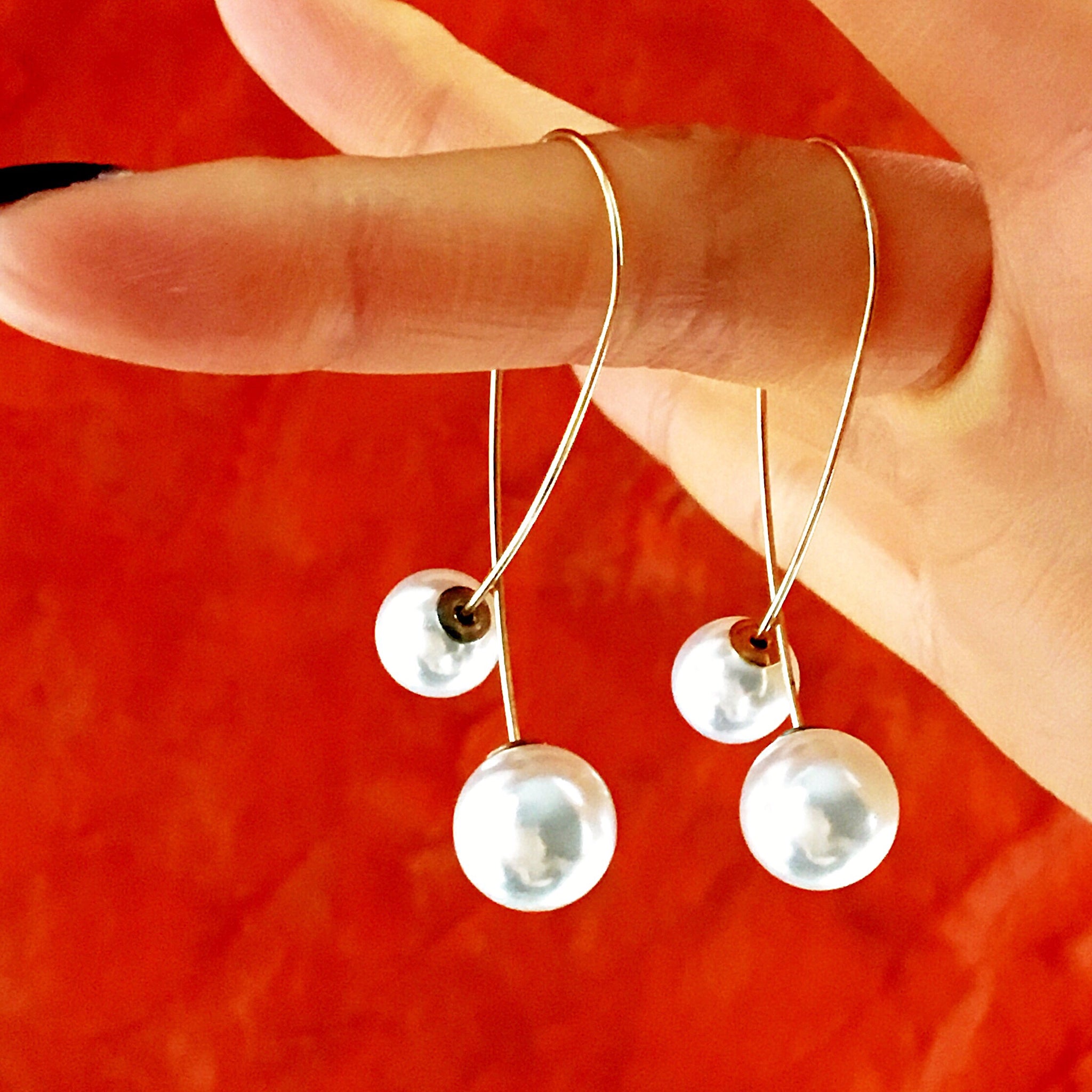 DOUBLE FAUX PEARL BALL EARRINGS
