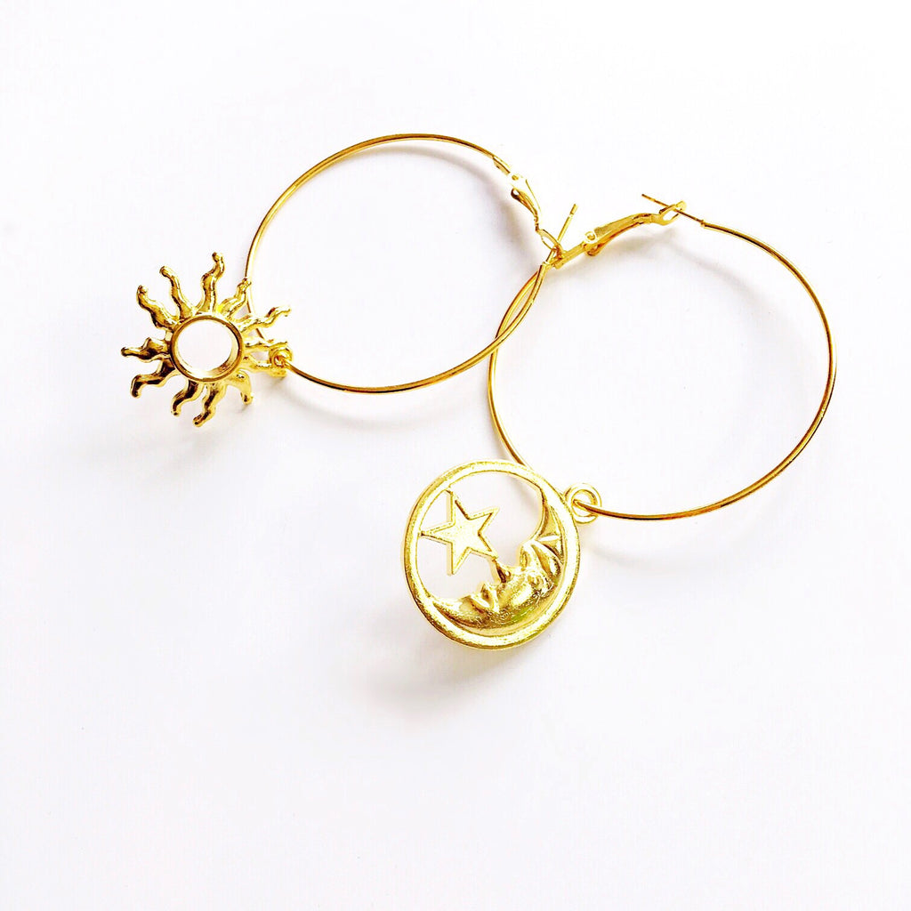 SUN MOON STAR LARGE HOOP EARRINGS