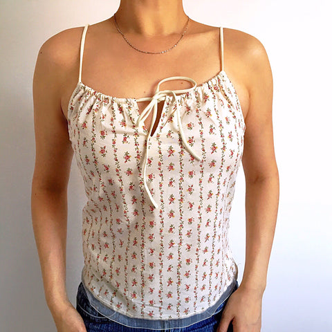 90S VINTAGE FLORAL STRAP CAMI COTTON VEST TOP