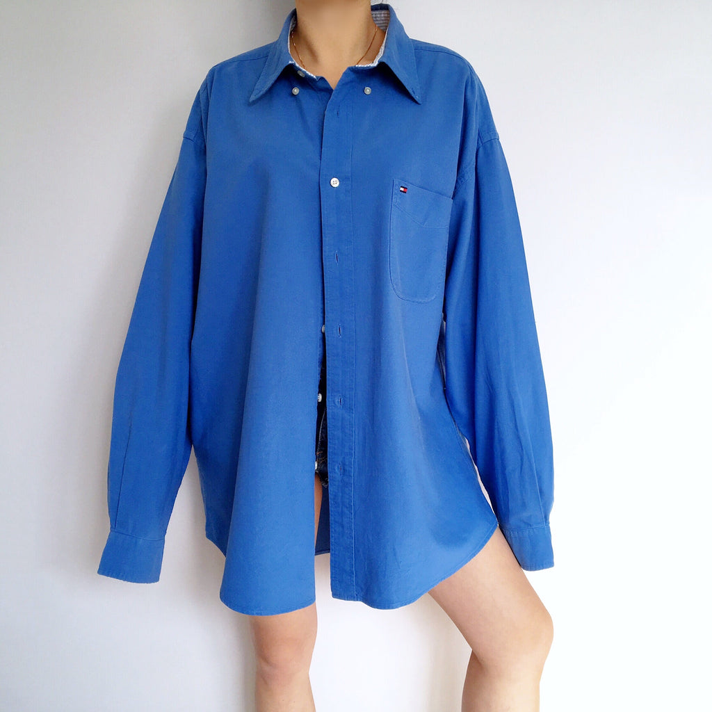 90s VINTAGE MEN UNISEX TOMMY HILFIGER LONG SLEEVES COTTON SHIRT TOP