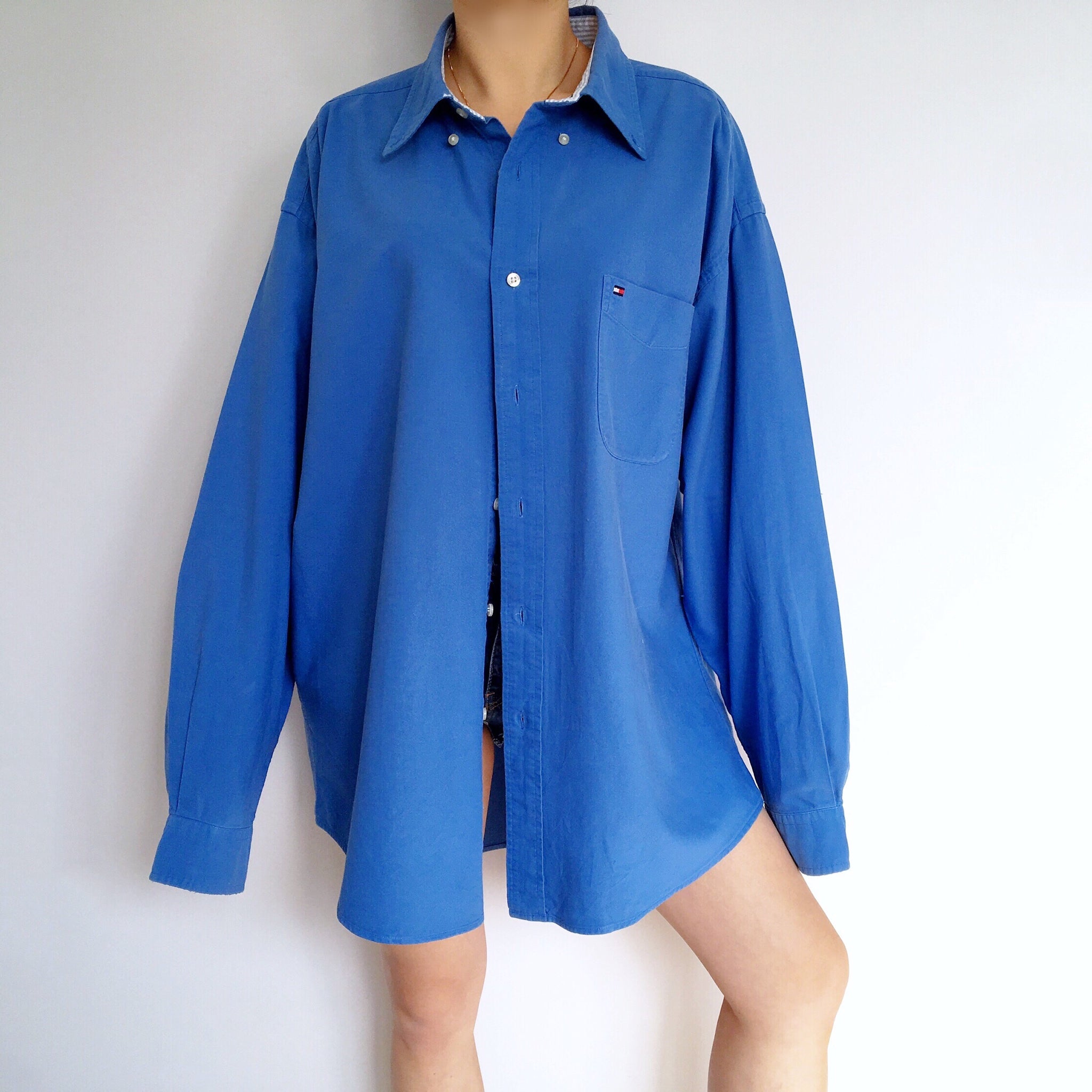 90s VINTAGE MEN UNISEX TOMMY HILFIGER LONG SLEEVES COTTON SHIRT TOP