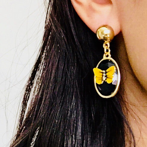 BUTTERFLY BLACK DIAMANTÉ EARRINGS