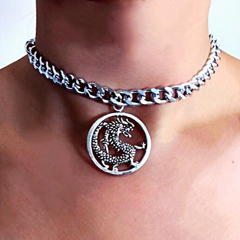 BOLD CHAIN DRAGON CIRCLE CHOKER