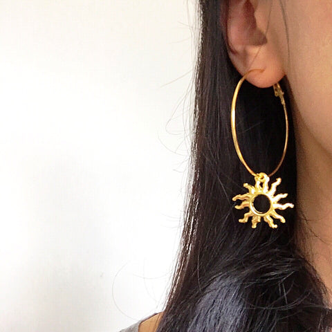 SUN MOON STAR LARGE HOOP EARRINGS