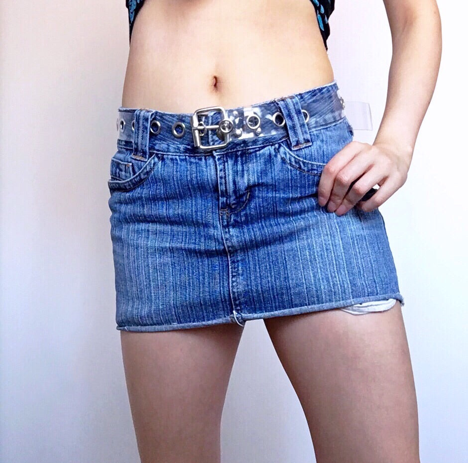 90S Y2K LOW WAIST WAISTED MINI JEANS DENIMS SKIRT