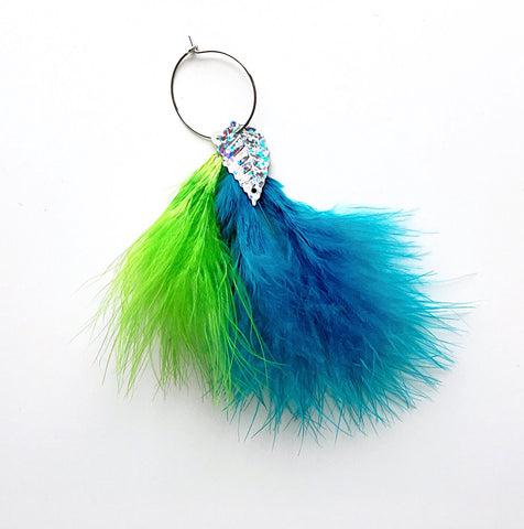 SINGLE LEAF FEATHER HOOPS EARRINGS