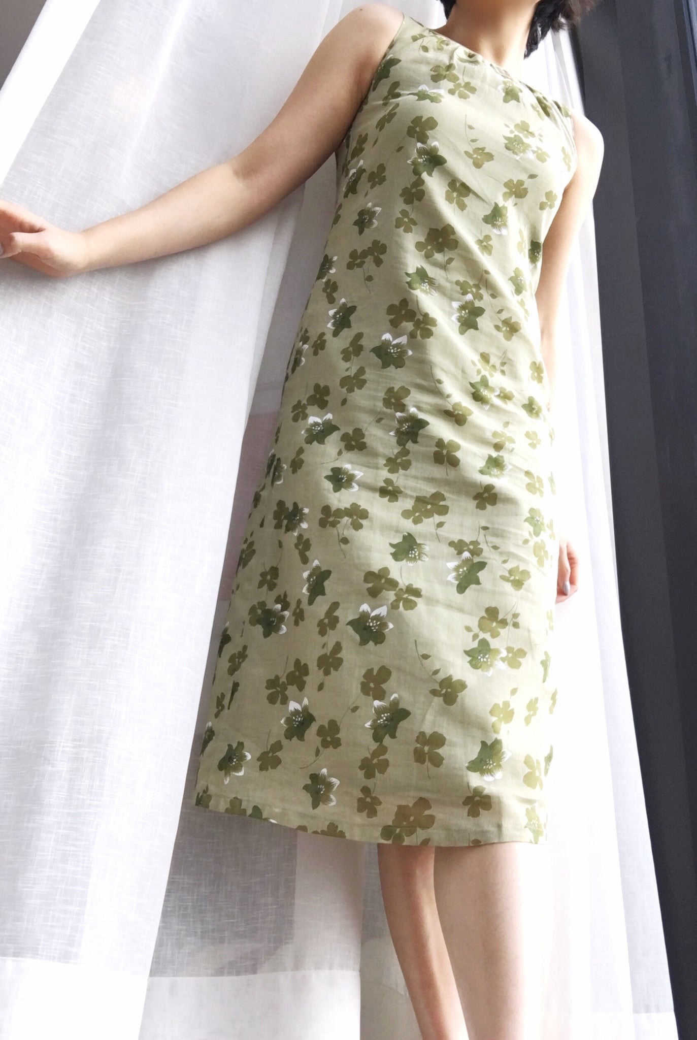VINTAGE 90s Y2K COUNTRY SIDE FLORAL MIDI LENGTH  COTTON DRESS
