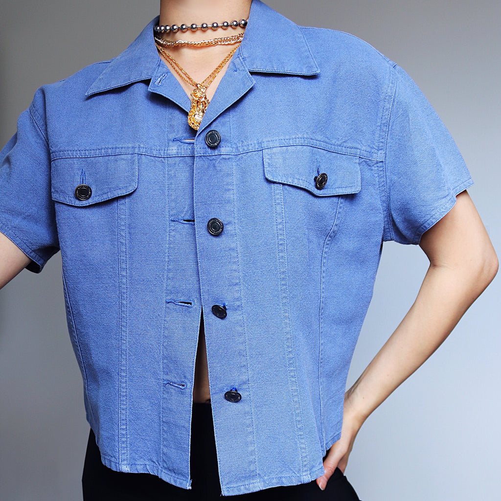 90S VINTAGE COTTON SHORT SLEEVES SHIRT JACKET TOP