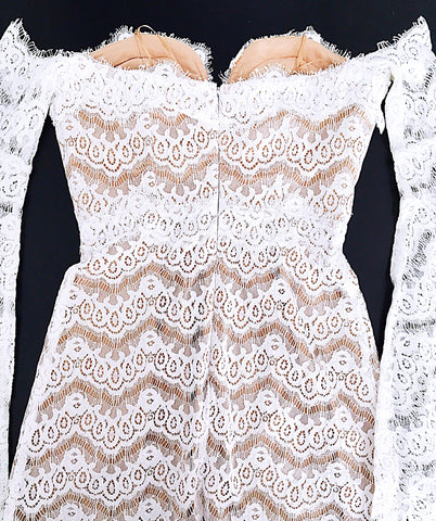 OFF SHOULDER ROMANTIC LACE BELL SLEEVES DRESS
