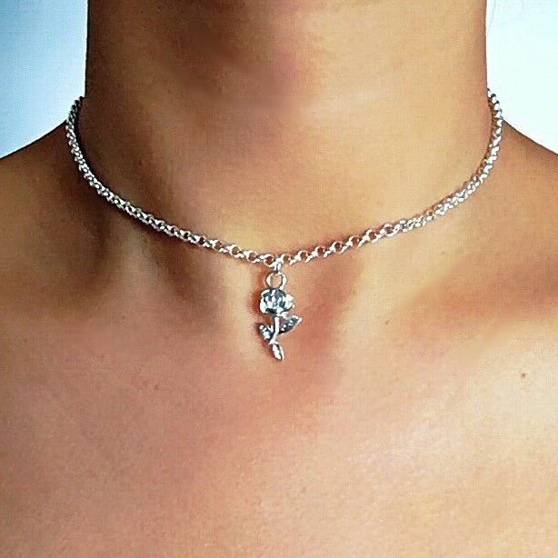 ROSE CHAIN CHOKER NECKLACE
