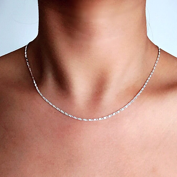SILVER PLATED DASH CHAIN SHORT NECKLACE
