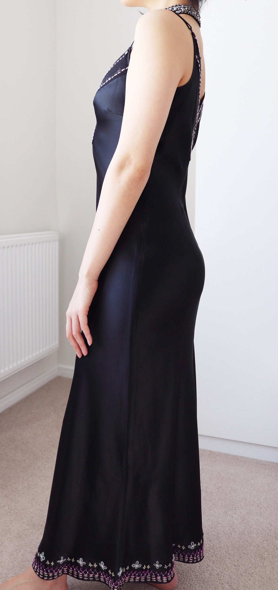 90s Y2K 2000s  CAMI STRAPS LONG MAXI PURE SILK SLIP DRESS