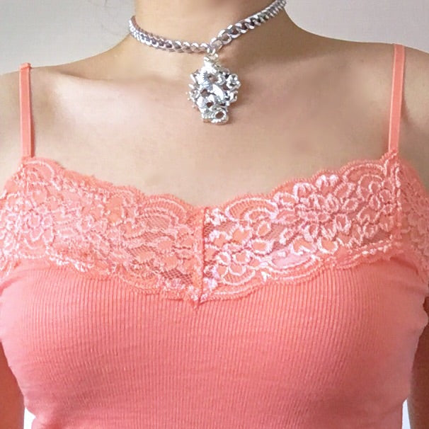 LACE STRETCHY CAMI VEST CROP TOP