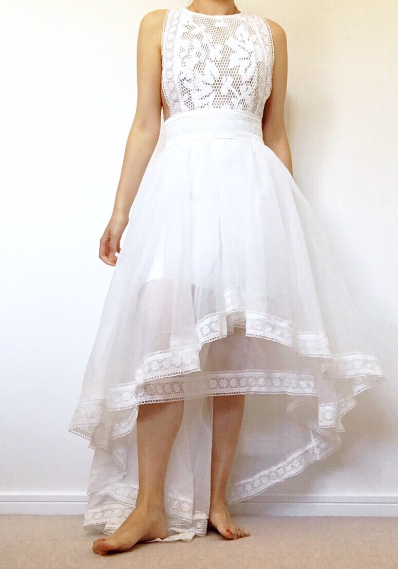 MESH DREAMY BEACH SUMMER FLORAL TRIMS DRESS