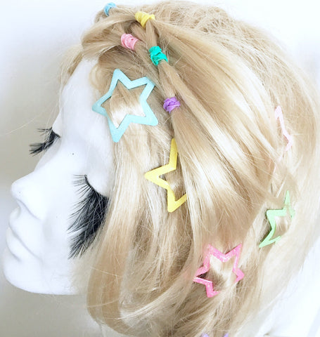 STAR PASTEL GLITTER  90S Y2K HAIR CLIPS