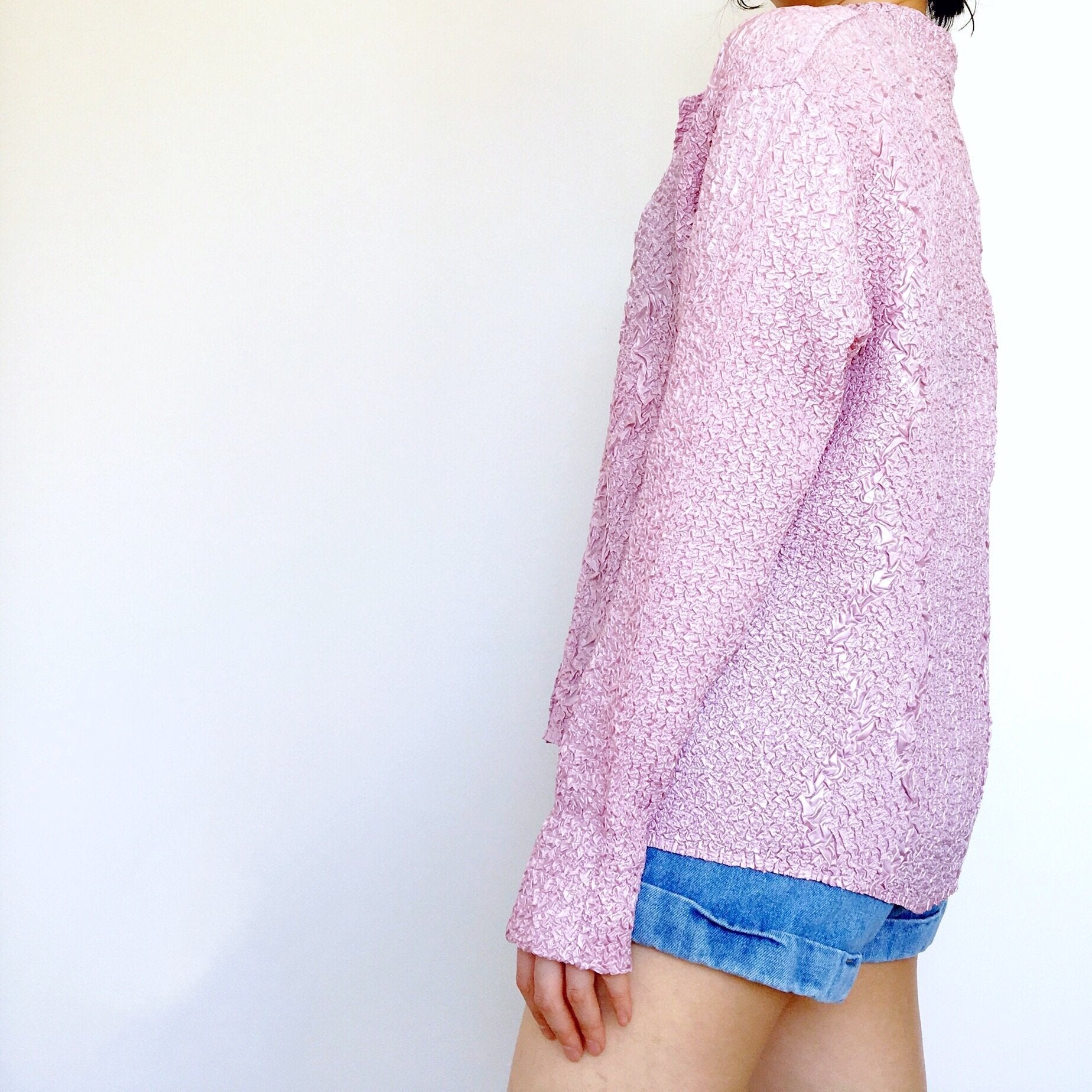 WRINKLE LONG SLEEVES OVERSIZED SHIRT TOP