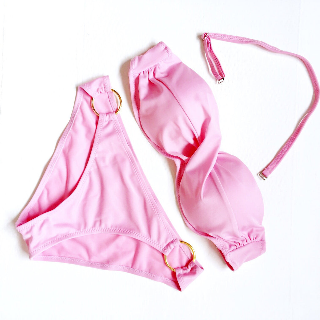 TWISTED FRONT BANDEAU BIKINI SET