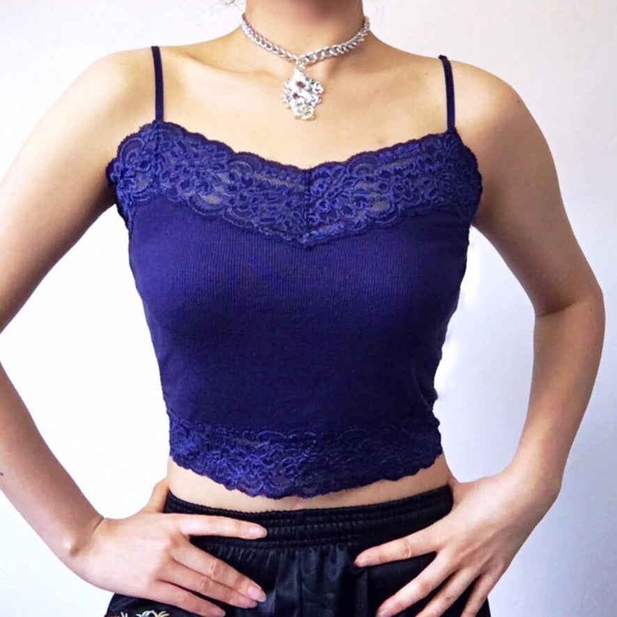 LACE STRETCHY CAMI VEST CROP TOP