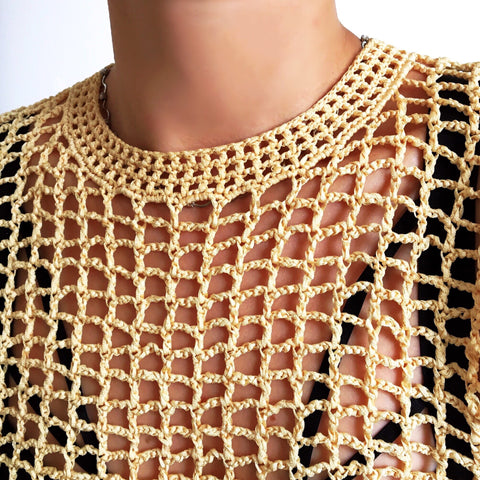 VINTAGE CROCHET LONG SLEEVES TOP