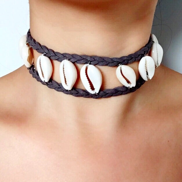 TRIBAL BOHO SHELL CHOKER NECKLACE