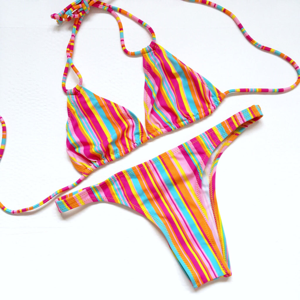 90S Y2K RAINBOW STRIPES BIKINI