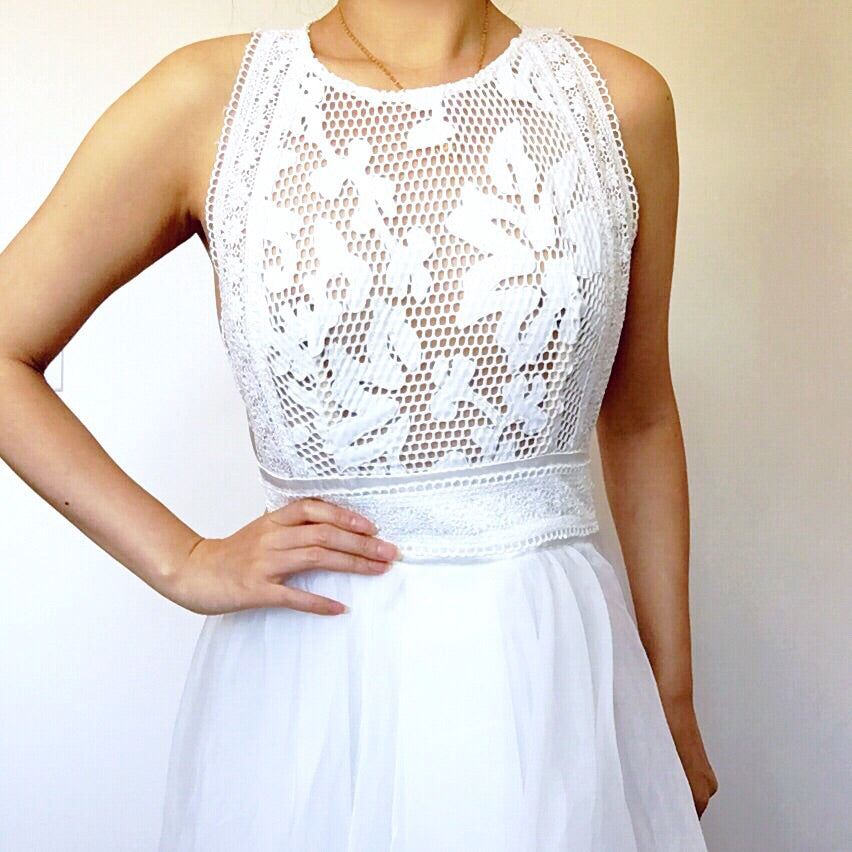 MESH DREAMY BEACH SUMMER FLORAL TRIMS DRESS