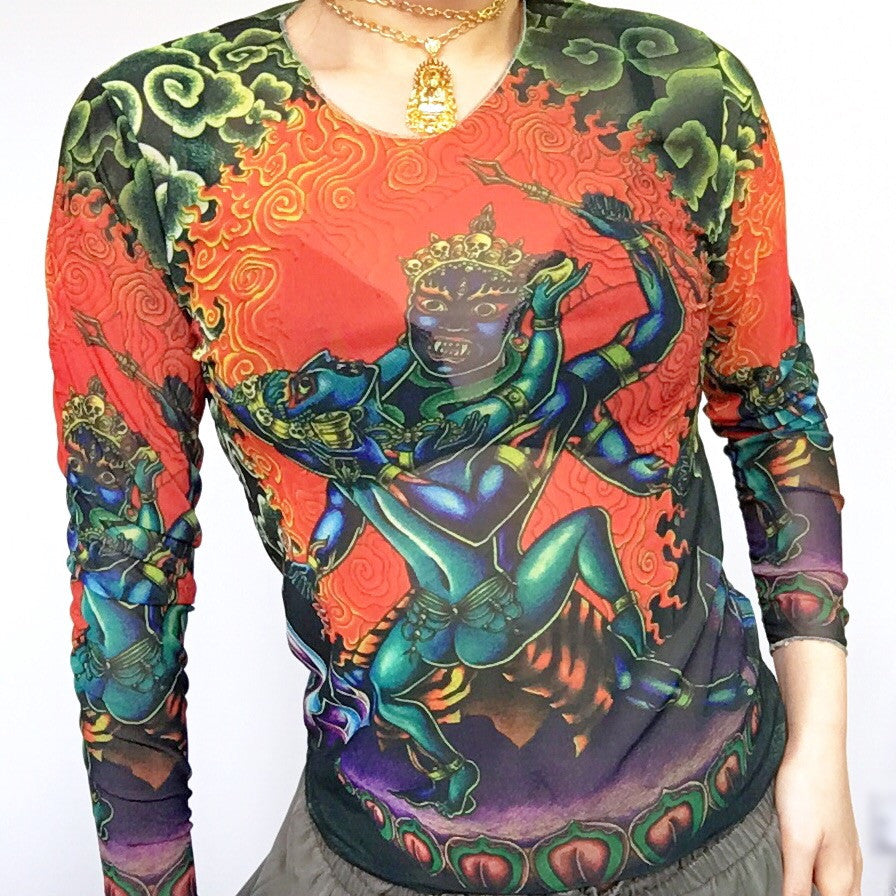 GODDESS LONG SLEEVES MESH TOP
