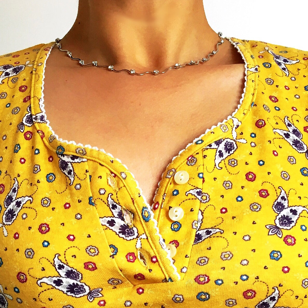 VINTAGE 90s FLORAL PRINT SCALLOP EDGE NECK CROP VEST TOP
