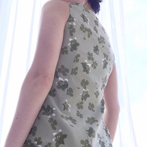 VINTAGE 90s Y2K COUNTRY SIDE FLORAL MIDI LENGTH  COTTON DRESS