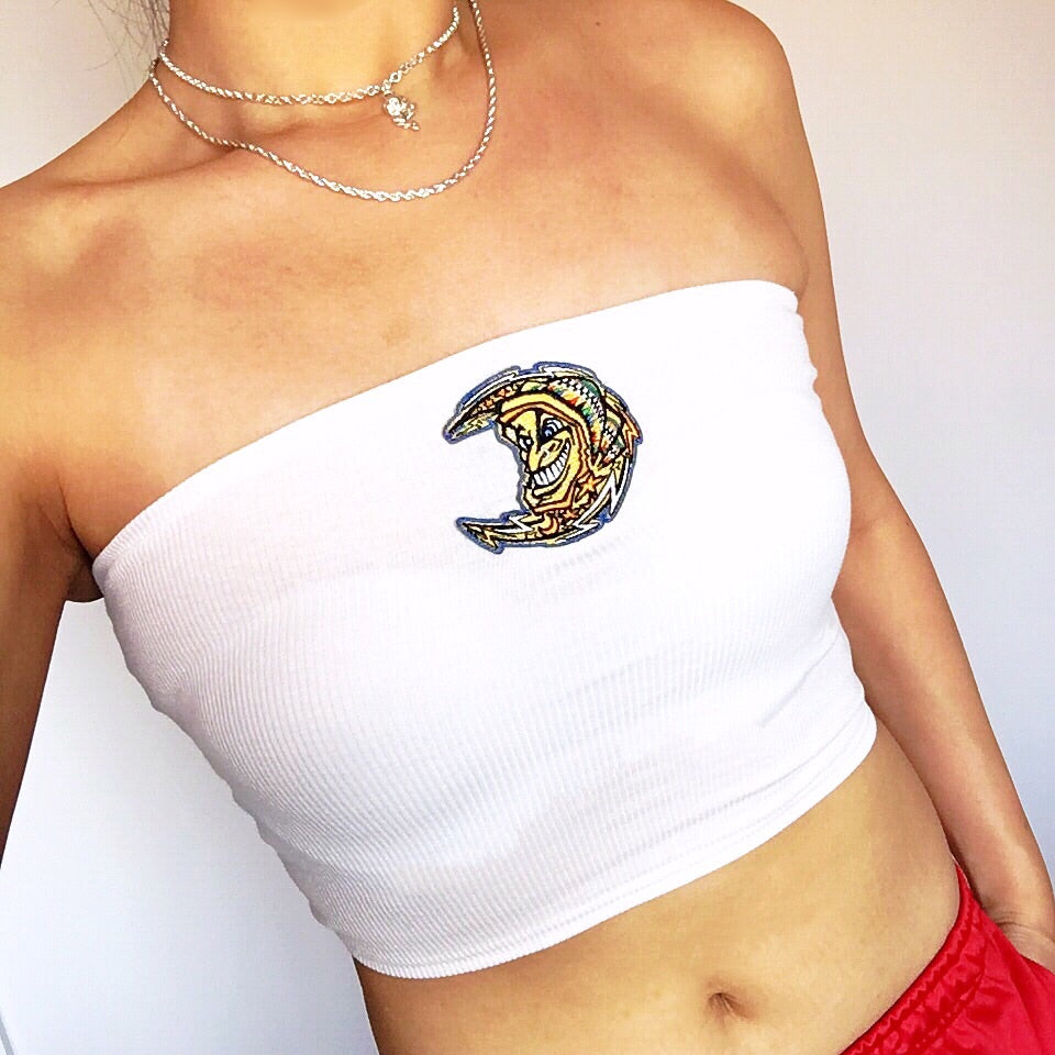 MOON WHITE RIB STRETCHY TUBE TOP