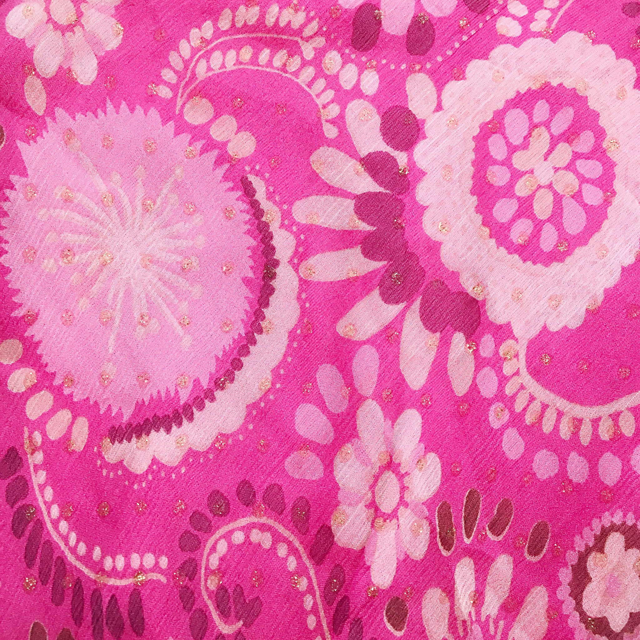90s Y2K 00s SILK PINK FLORAL GLITTER DOTS SLIP DRESS